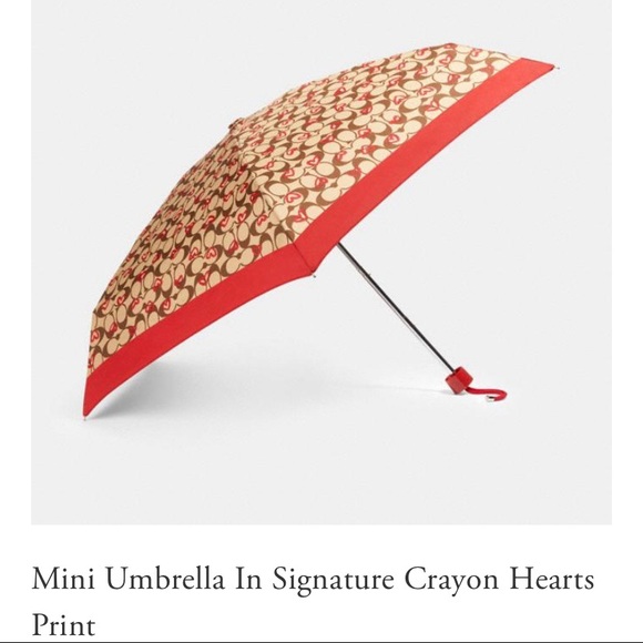 Coach Accessories - NWT Coach Mini Umbrella With Crayon Hearts Print